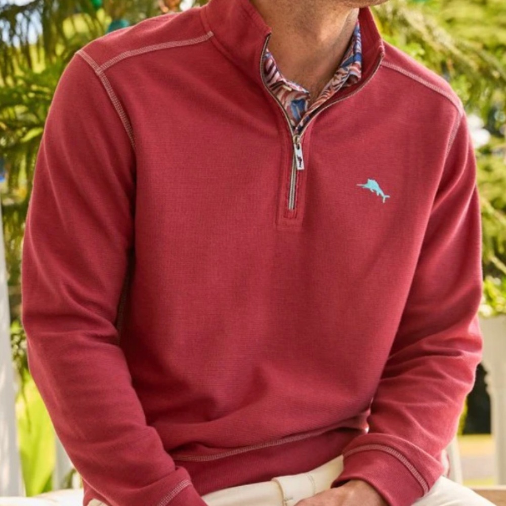 Tommy Bahama Red quater zip Sweater XXL